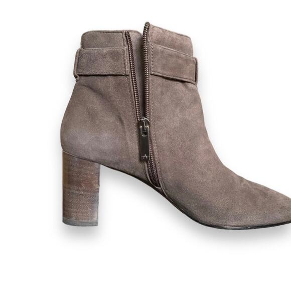Aquatalia Vanie Brown Suede Sock Boots Sz 7.5B Block Heel Side Zip Waterproof - Picture 2 of 12